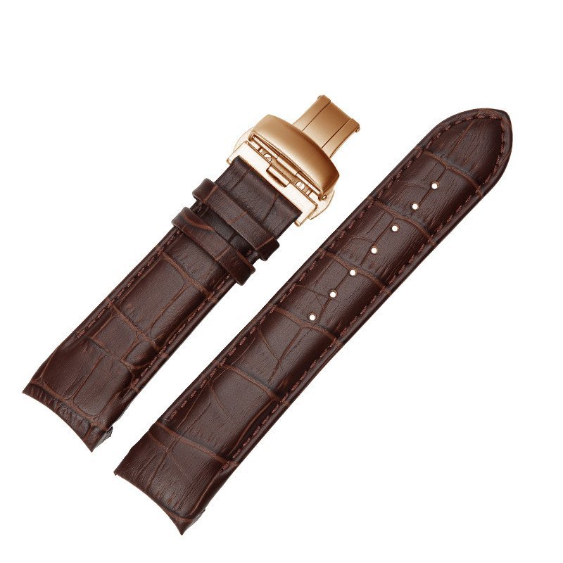 傲途（AOTU）库图T035表带22mm/23mm/24mm配件T035.627A 皮表带 黑色玫瑰金扣 24*22mm 亚光棕皮玫瑰金扣