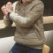 棉衣男冬装新款套头棉服修身棉袄外套 L 酒红色