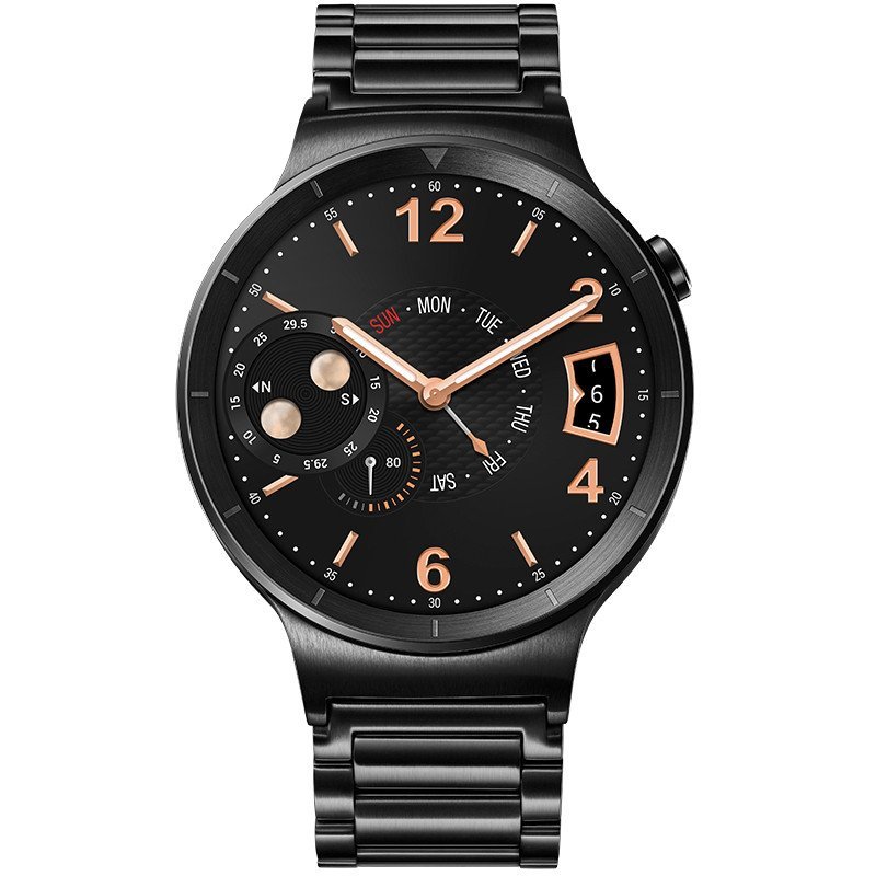 华为huawei watch 动感系列 智能手表 黑色不锈钢三珠表带 曜石黑高清