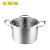 KMW爱家精品不锈钢锅具二件套 套装304不锈钢煎锅汤锅 三层加厚复底锅电磁炉通用