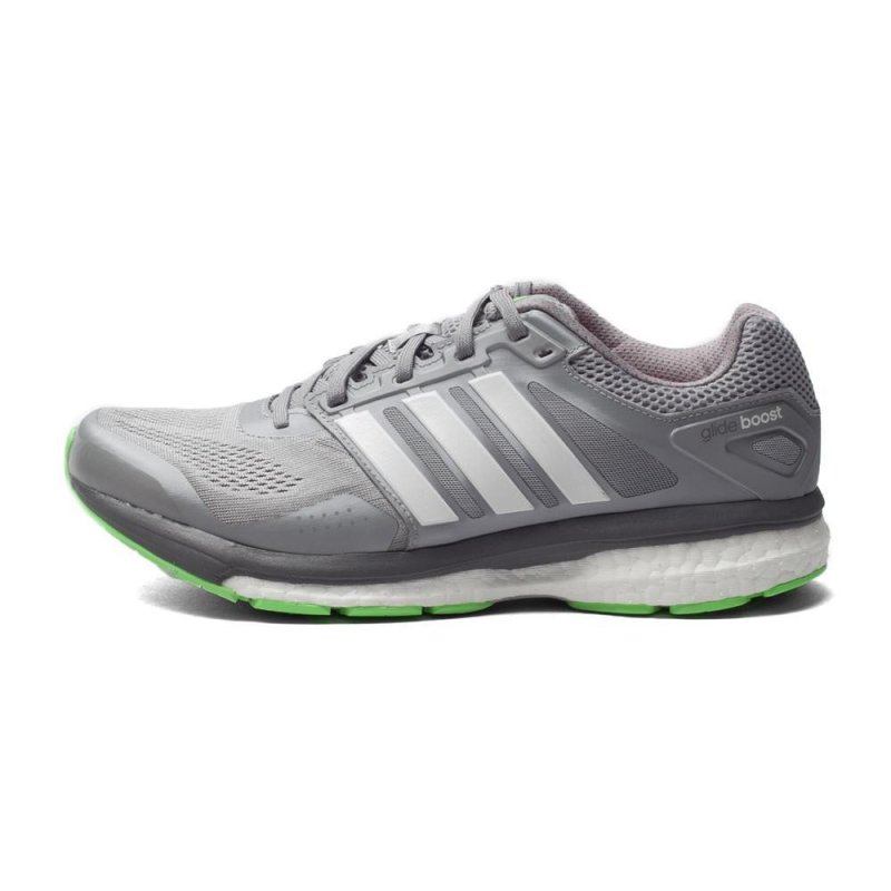 阿迪达斯男鞋新款glide boost 7缓震透气跑步运动鞋B36007-FC 中灰/亮白/闪光绿 42.5