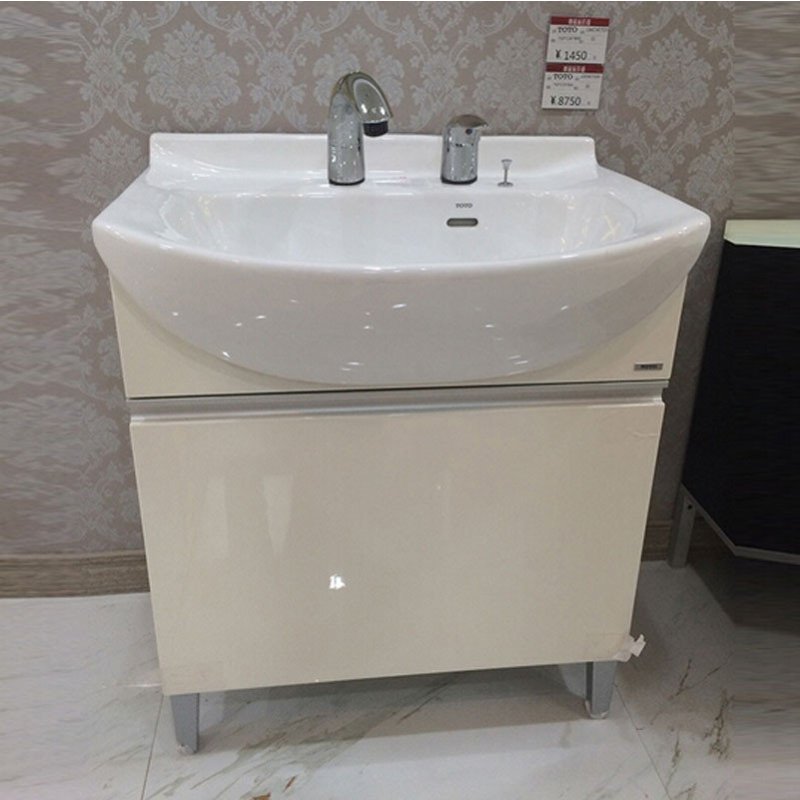 TOTO卫浴洁具 浴柜室落地式洗脸化妆台LDSW750K/W梳洗柜 带龙头DL319C2大陶瓷台盆 0.75M LDSW750W