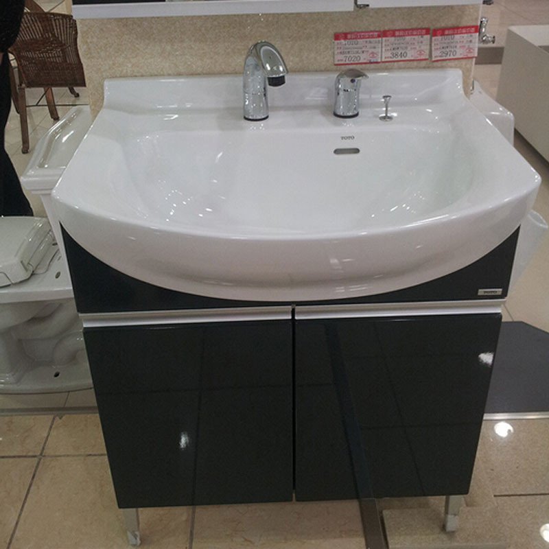 TOTO洁具卫浴 落地式洗脸化妆台 LDSW753K/W 浴室柜 梳洗柜带龙头DL319C2 大陶瓷台盆 0.75M LDSW753K