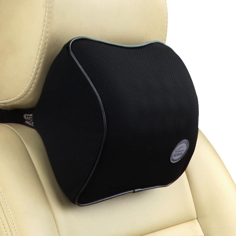 爱车屋(ICAROOM)汽车头枕颈枕记忆棉 车用护颈枕车载靠枕 车用记忆棉头枕车枕 黑色-头枕1个