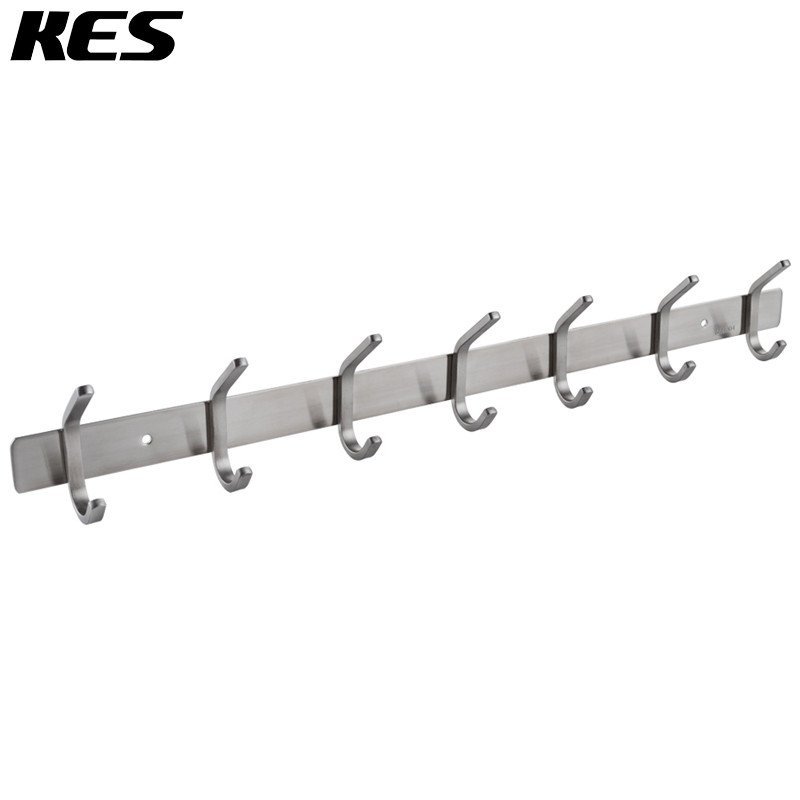 KES 304不锈钢挂钩高低钩双钩 挂衣钩衣帽钩排钩 厨房浴室毛巾钩门后钩壁挂 AH203-2 7钩