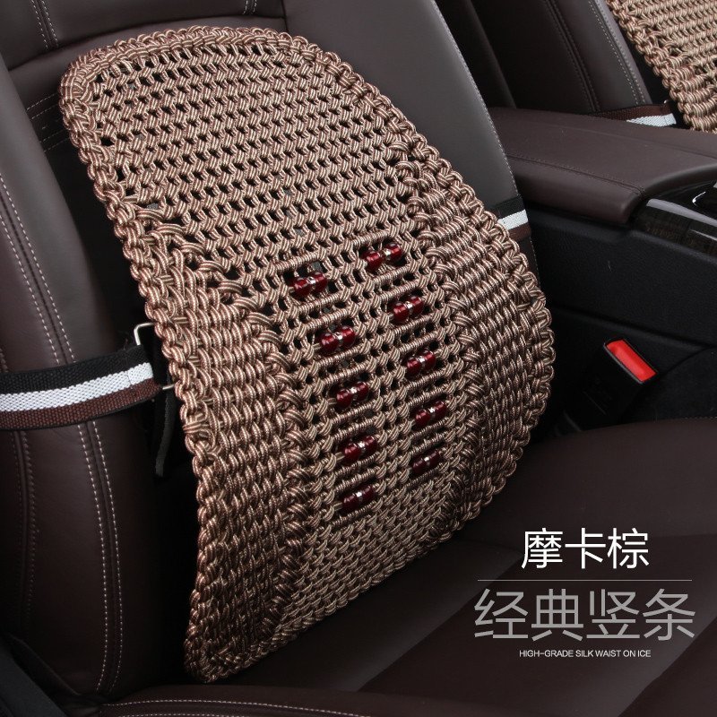 卡客Karcle 汽车腰靠冰丝腰靠汽车靠垫座椅腰靠夏季靠垫腰垫家用办公室靠背垫四季车用背靠枕座椅腰垫护腰枕 经典竖条-摩卡棕
