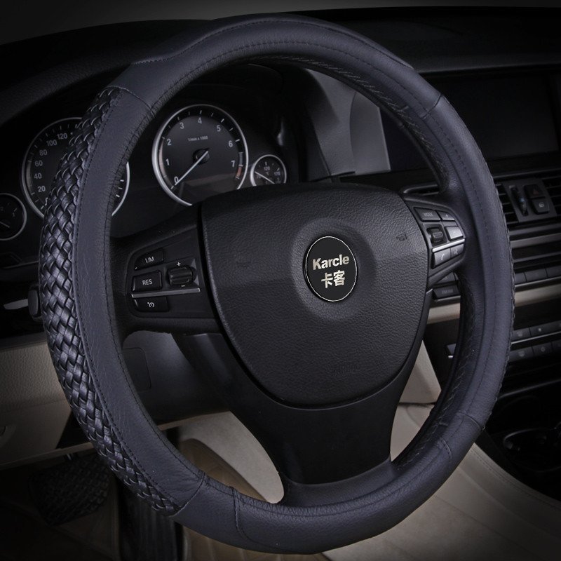 卡客 新款汽车方向盘套四季通用汽车把套适用奥迪宝马君越帕萨特 尊贵_黑色