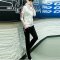 韵诗兰婷2016春季新款女士运动服时尚修身休闲运动两件套长袖卫衣套装395 M 黑色