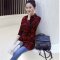 雅内特2016春装新款韩版宽松大码格子长袖衬衫女 XL 红格子