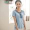 茵曼 2016夏装新款棉质文艺范短袖T恤女上衣1862023091 M 水湖蓝