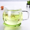 物生物(RELEA)玲珑杯 耐热创意夏天水杯玻璃杯带盖女过滤花茶杯透明杯子随手杯日用水杯320ml