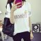 卜华2016T恤女夏卡通印花短袖体恤宽松显瘦半袖上衣服韩版学生 2XL 白色