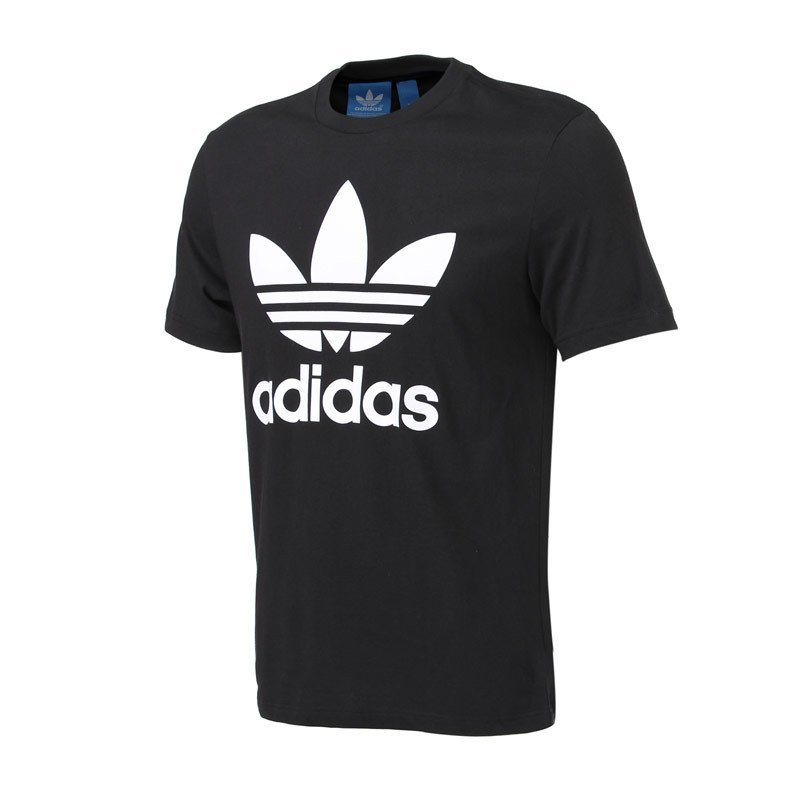 adidas阿迪达斯三叶草运动服秋新款男子大LOGO款短袖T恤CW0710 黑色 L码(建议185/108A的人穿着)