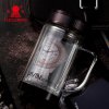 富光(FUGUANG)玻璃杯X006-320B 320ml键牌双层玻璃杯带手柄 透明带盖耐热防烫时尚办公水杯