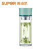 苏泊尔(SUPOR)纤巧耐热玻璃杯KC28AK2 时尚青春硅胶杯套手提水杯学生杯办公茶杯双层随行杯带茶隔280ml
