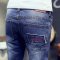 Favorlove 男牛仔裤直筒修身破洞学生个性卷裤脚1025-K834U 29 蓝色