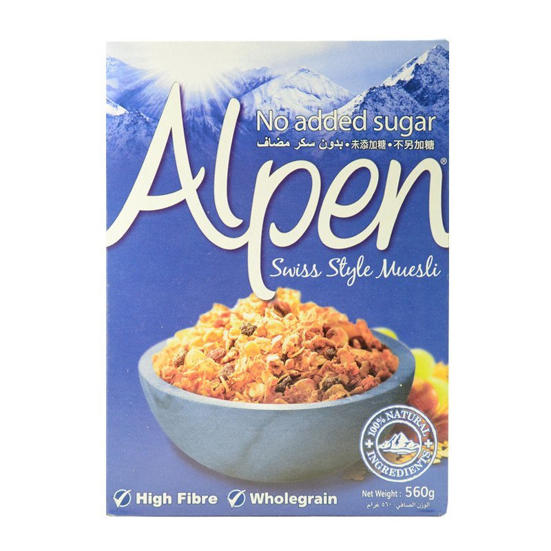 英国原装进口欧倍（Alpen）瑞士风味燕麦干果早餐麦片（未加糖） 560g