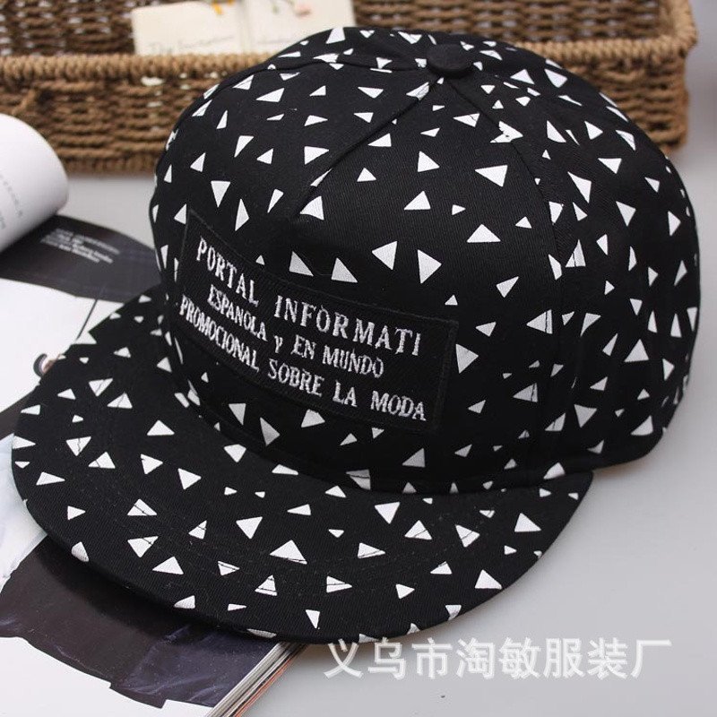 艾凝雪 爱凝雪韩国嘻哈帽女青年夏天潮平檐滑板帽街舞流行棒球帽男情侣款棒球帽遮阳帽鸭舌帽 全棉三角标黑色