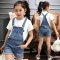 玩对 女童牛仔短裤2016夏新款童装儿童背带短裤韩版中大童女童背带裤子 110cm建议身高100cm 蓝色牛仔布系列