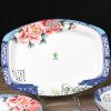 韵唐骨瓷餐具家用菜盘盘子鱼盘长盘蒸鱼盘天香花苑中式12英寸方口鱼盘1只装 可微波炉