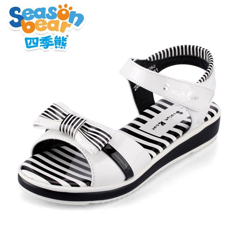 女大童凉鞋 2016新款女童鞋夏季蝴蝶结公主鞋 学生女童儿童凉鞋 白色 33码/21.5cm