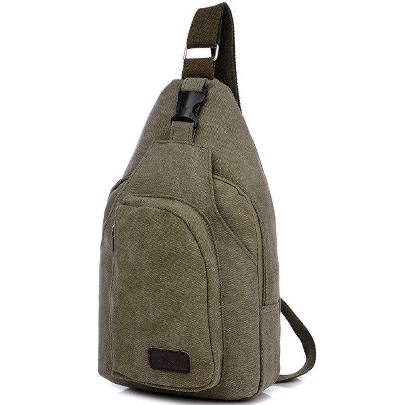 薇思黛 2016新款 韩版休闲男士胸包运动帆布男包小包包多功能户外小挎包潮 大号军绿色