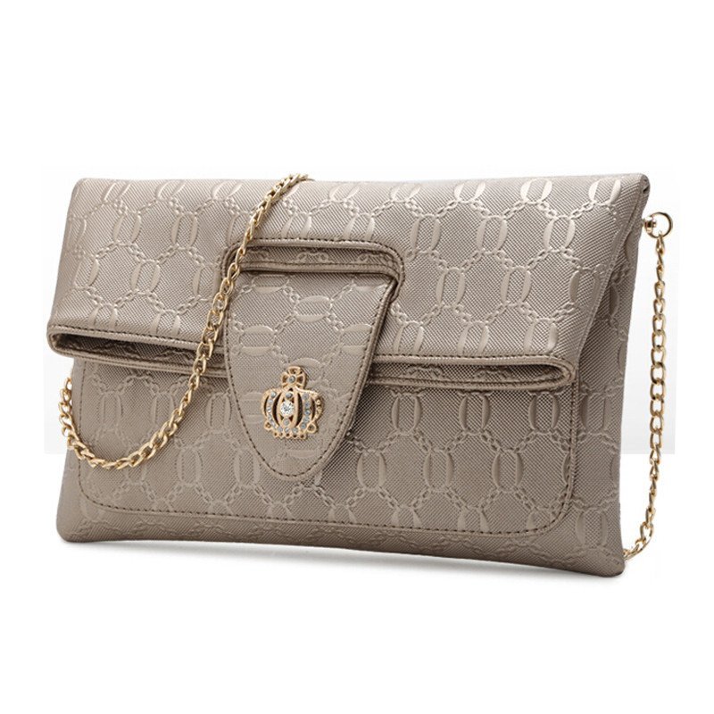 薇思黛 2016新款 女包链条压纹手拿信封包时尚单肩斜跨包韩版潮小包包 华丽金