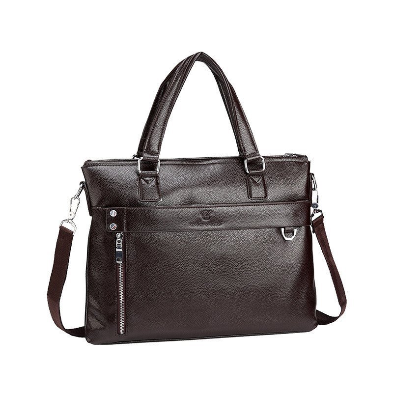 薇思黛 2016新款 时尚男士商务公文包新款欧美风牛皮男式手提单肩斜挎包 棕色