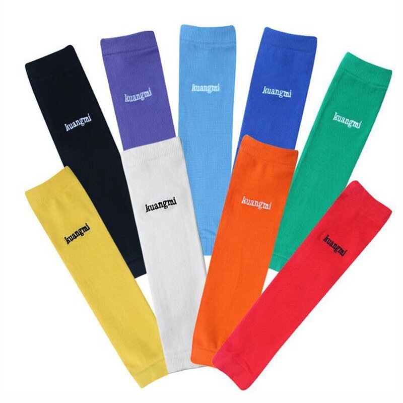 户外运动骑行体育用品运动护具羽毛球篮球加长护臂 骑行护具运动护肘护手臂 户外袖套 均码 橙色一对