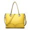 薇思黛 2016新款 欧美风范手提单肩斜跨包包女包十字纹PU皮子母包二件套 黄色
