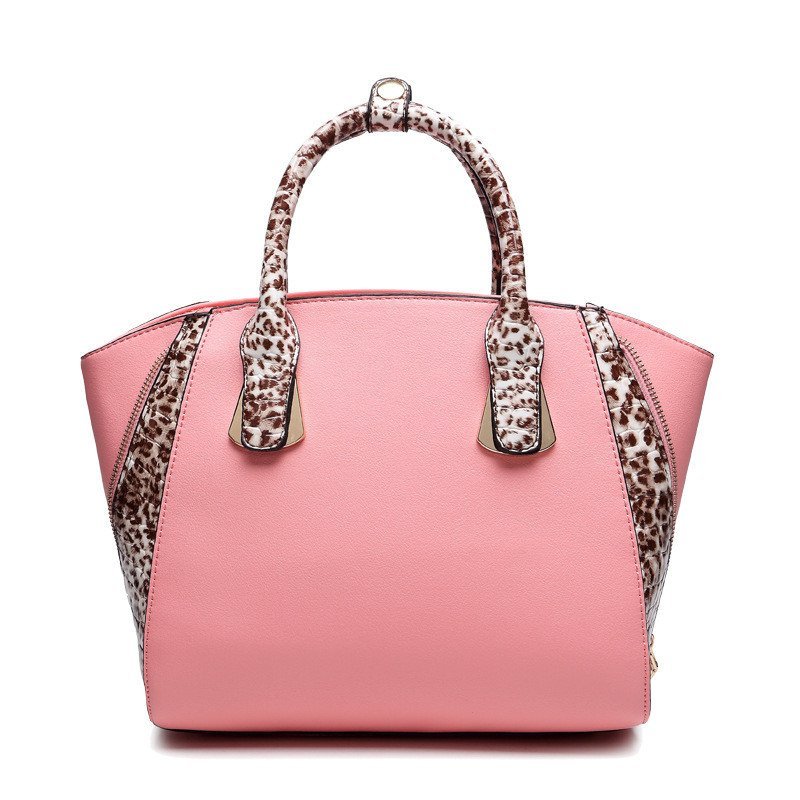 薇思黛 2016新款 欧美风格贝壳包百搭豹纹手提单肩斜挎包包女包 粉红色