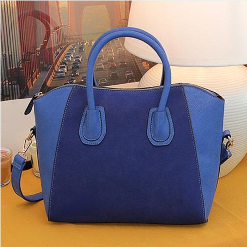 薇思黛 2016新款 欧美时尚女包单肩斜跨女包磨砂笑脸包潮包手提包 蓝色