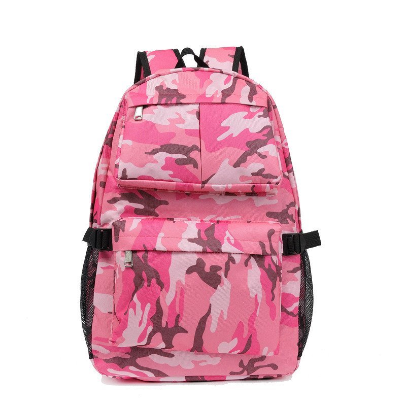 薇思黛 2016新款 迷彩时尚双肩包休闲大容量防水男女士背包学生书包 玫红色