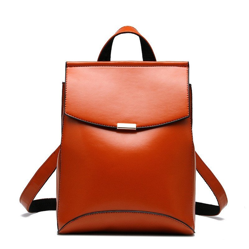 薇思黛 2016新款 双肩背包女韩版潮休闲学院风书包旅行PU皮两用背包 棕色