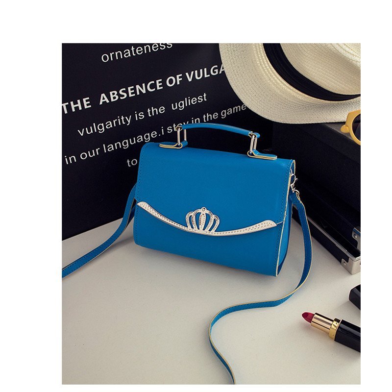 薇思黛2016新款潮女士包包欧美女包斜跨单肩包手提包 蓝色