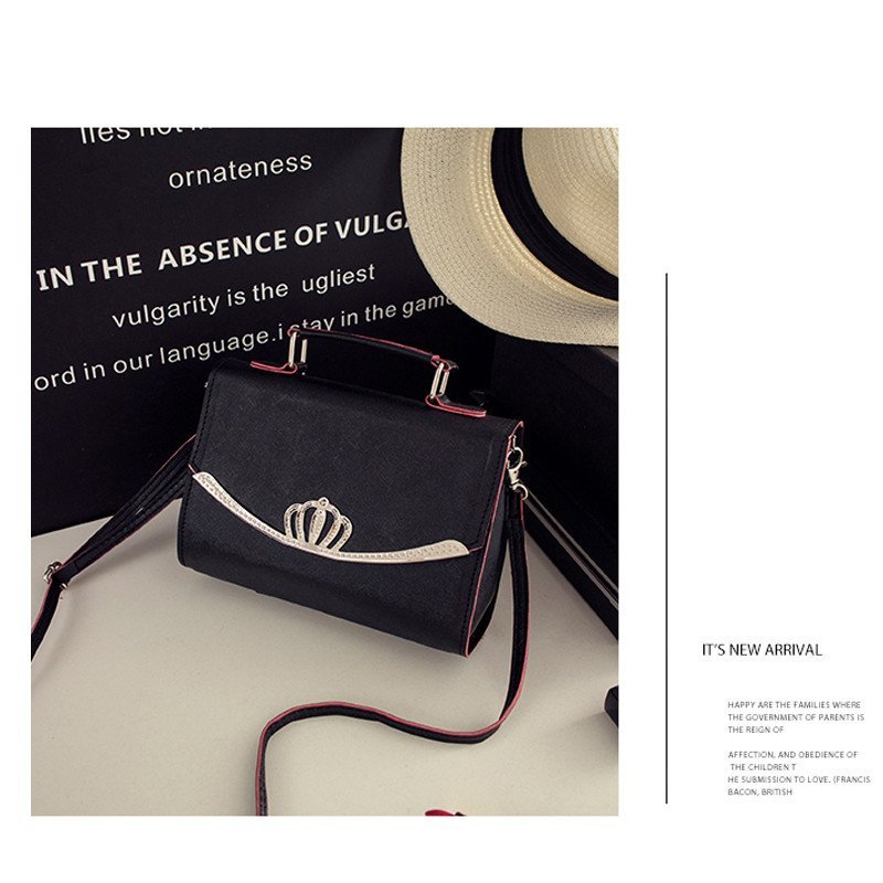 薇思黛2016新款潮女士包包欧美女包斜跨单肩包手提包 黑色