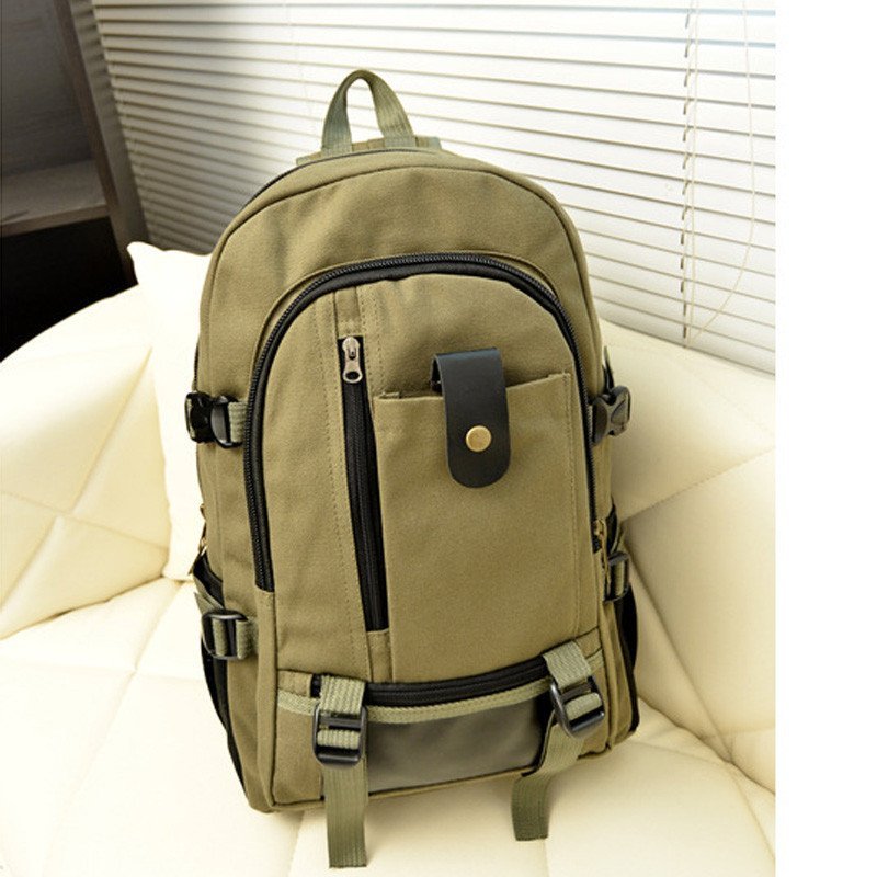 薇思黛 2016新款 帆布双肩包学生书包户外大容量旅行背包男女士相机包 绿色