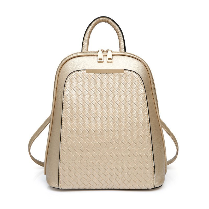 薇思黛016新款PU女背包双肩包百搭女包双肩包多用包旅游包包 金色