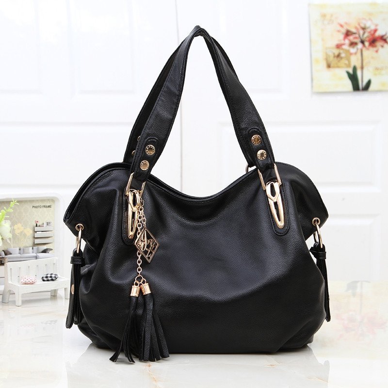 薇思黛 2016新款女包手提包时尚百搭潮包女包包斜挎包手提单肩包 黑色