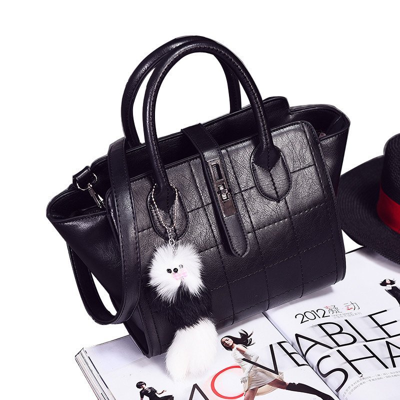 薇思黛 2016新品秋冬女包手提包PU时尚百搭手提单肩包斜挎包 包邮女包 黑色