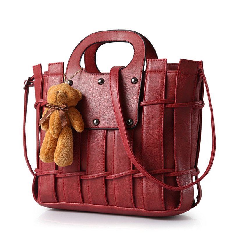 薇思黛 2016新款女包斜挎包女手提包包单肩包女士包包休闲女包 深红色