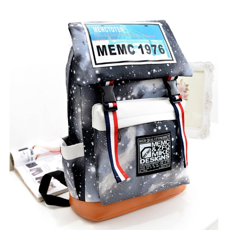 薇思黛 2016新款书包中学生男韩版背包旅行包女男士双肩包休闲 黑色