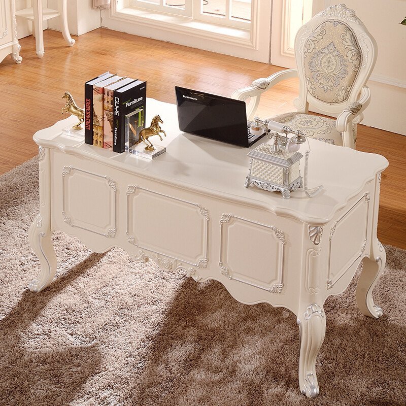 古卡罗家具 书桌 欧式法式实木办公电脑桌 书桌+书椅