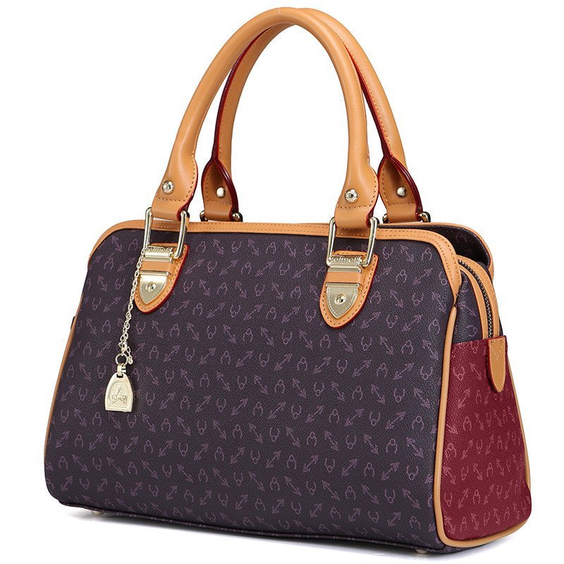 意大利oimei 2015新款潮流时尚手提包女欧美手提包包女包 2598 紫红拼色