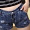 悍鹿悍鹿2016夏季新款韩版牛仔裤女时尚百搭开叉短裤女 XL 浅蓝色