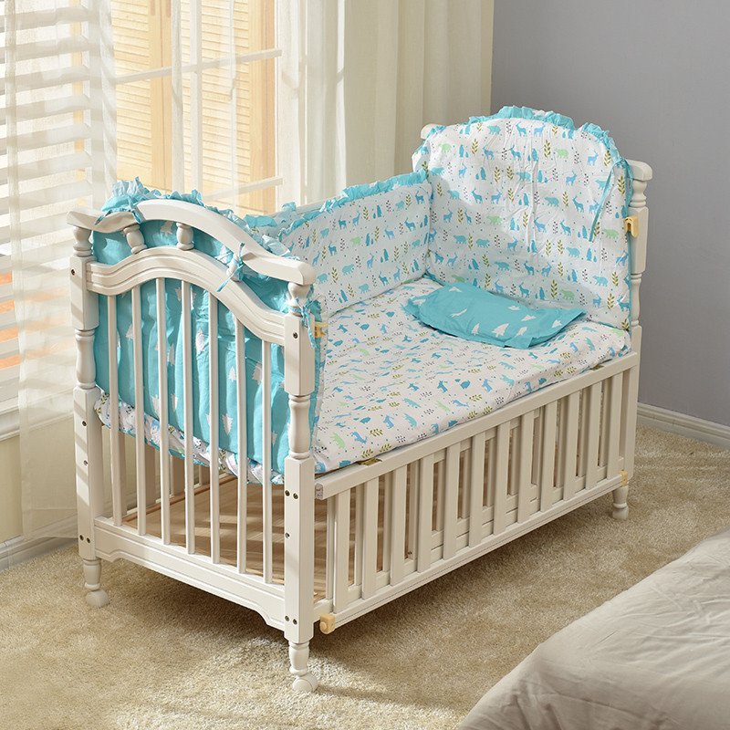 婴儿床实木无漆 宝宝bb床摇篮床多功能环保儿童床超大置物台 白色高清