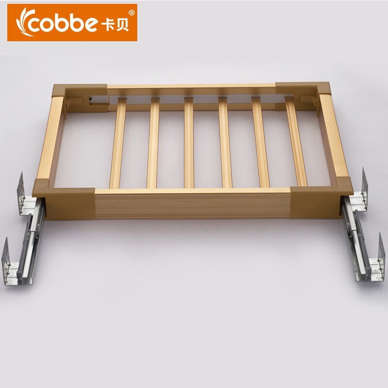 卡贝升级版高品质多功能衣柜可推拉伸缩木纹裤架挂衣杆带抽屉轨道