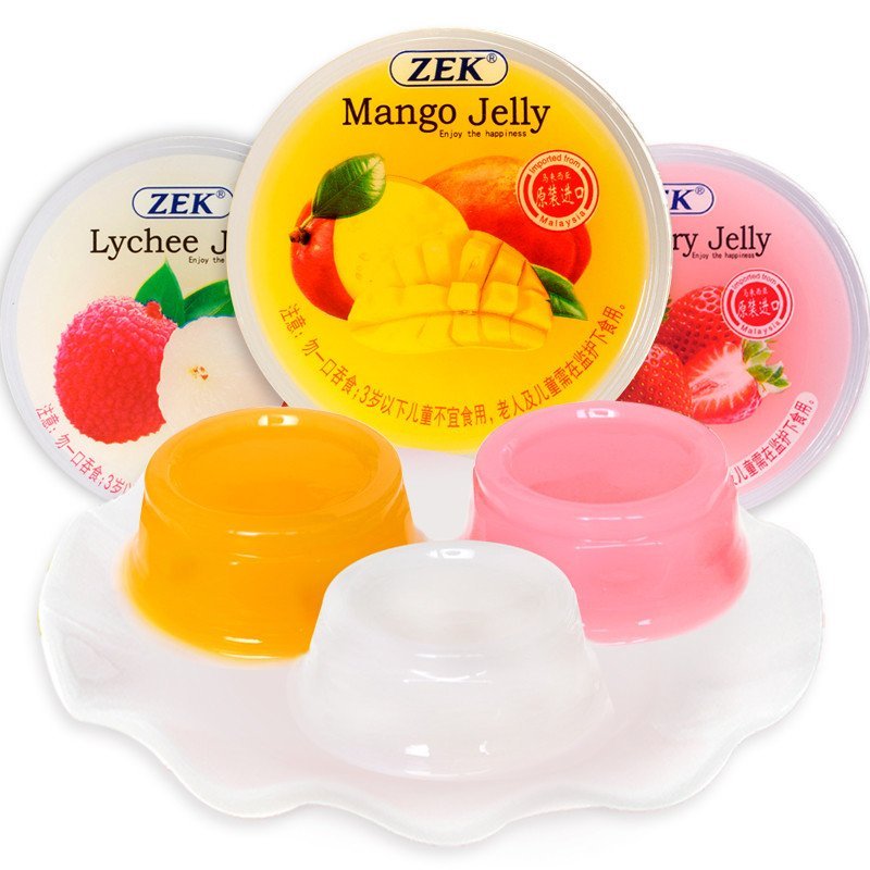 ZEK进口零食 果冻 ZEK三合一水果味果冻（芒果味、荔枝味、草莓味）255g 进口果冻 布丁