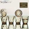 scybe喜碧 马奇尔彩色玻璃水杯家用早餐杯洋牛奶杯果汁杯套装6只270ml