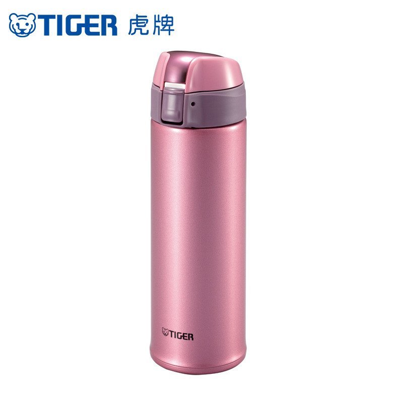 虎牌(tiger) 保温杯MMQ-S50C 正品水杯不锈钢车载 轻盈一键弹盖随手杯女士男士500ML 炫粉色（PH）